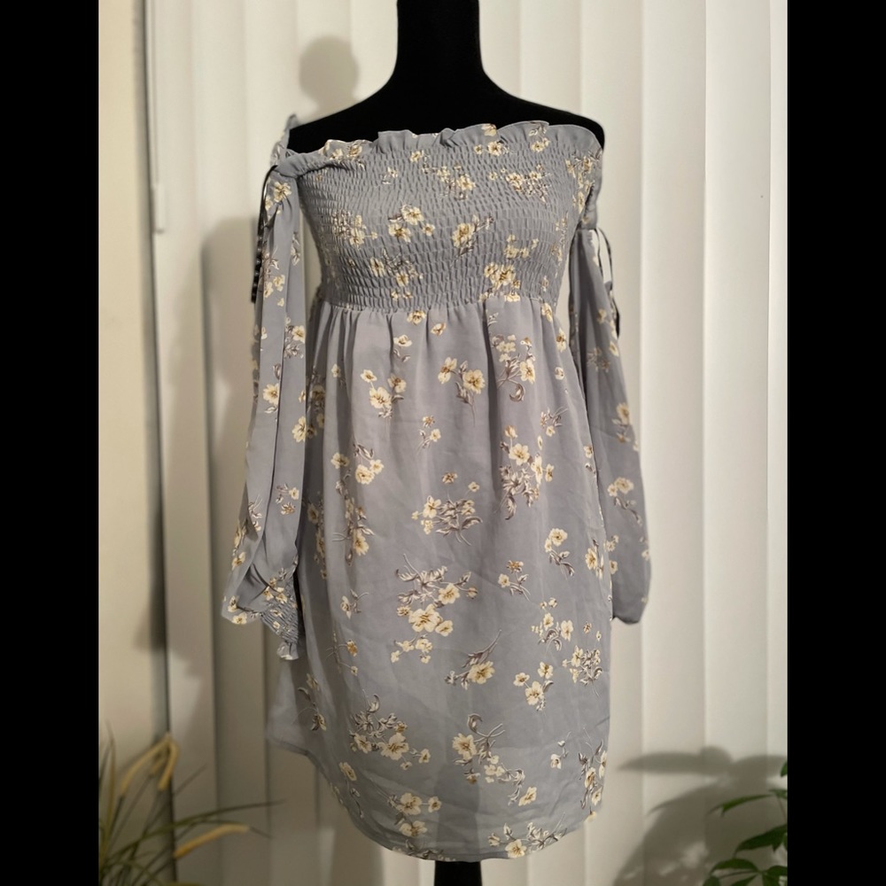Bell sleeve bardot floral dress
